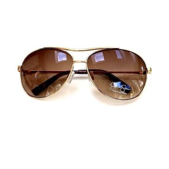 Jessica Simpson J106 GLD Aviator Sunglasses Gold Tone Brown Sunnies Shades - Picture 8 of 13